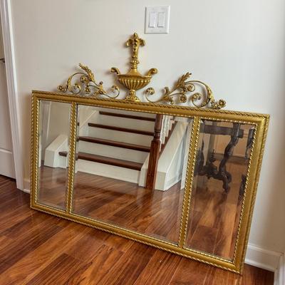 LR029 Large Gold Three Panel Gold Gilt LABARGE Italian Beveled Mirror