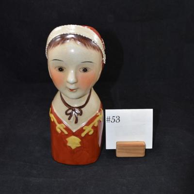 Mid Century Scandinavian Lady Head Bust Pocket Vase 9.5