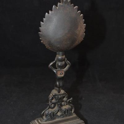 Antique Cast Iron Victorian Figural Pocket Watch Stand 8.75