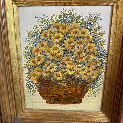 LR041 Original Oil Painting of Daisy's in Basket by Judith Holbrook Gibson