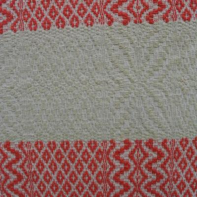 Stunning Woven Pink and Beige Vintage Wool Coverlet 86