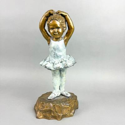 FY049 Signed and Numbered Bronze Child Ballerina Sculpture by Corinne Hartley 1997