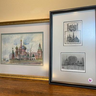 Lot of Framed Russian Art Memorabilia