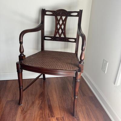 FR072 Mahogany Cane Seat Arm Chair