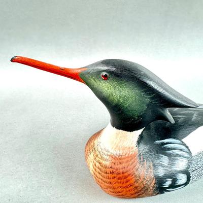 LR117 Handcarved Red Breasted Merganser Decoy by C.W. Waterfield