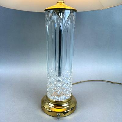LR143 Large Crystal Brass Base Lamp with Silk Shade