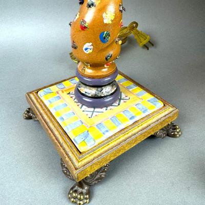 BB144 Small MacKenzie-Childs Wood & Ceramic Painted Lamp