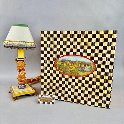 BB144 Small MacKenzie-Childs Wood & Ceramic Painted Lamp