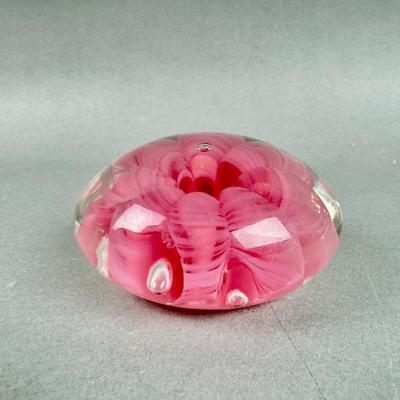 BB148 Large Monte Dunlavy Pink Glass Paperweight