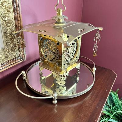 Brass Chinese Lantern and display mirror