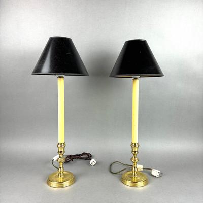 LR156 Pair of BALDWIN Brass Candlestick Lamps