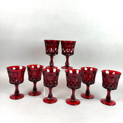BB166 Lot of 10 Ruby Glass Goblets