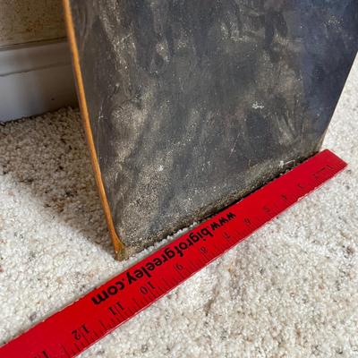 Antique wood shovel, painted scene