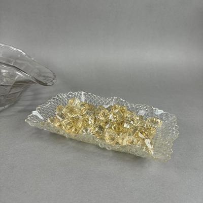 BB215 Crystal Basket with Pressed Glass Plate