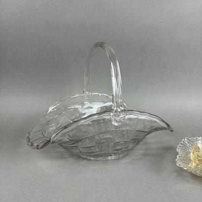 BB215 Crystal Basket with Pressed Glass Plate