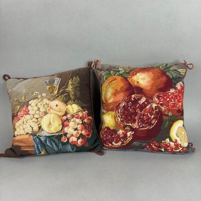 BB217 Pair of Fruit Design Needlepoint Pillows