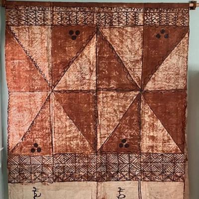 Samoan Tapa Cloth With Wooden Post