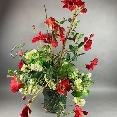BB227 Large Silk Floral Arrangement with Amaryllis & Poppies