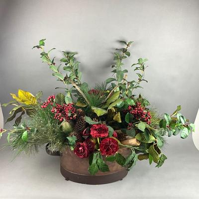 BB230 Large NDI Silk Winter Floral Arrangement with Copper Base Planter