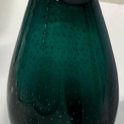 Green Leaded Art Glass Vase (Norway)