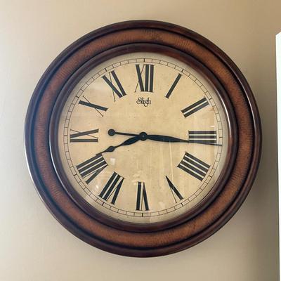 U034 Large Sligh Round Wooden Wall Clock