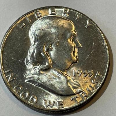 1955 MS-63 FBL Quality Franklin Silver Half Dollar as Pictured.
