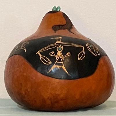 Decorative Gourd With Turquoise By Judy Cunningham