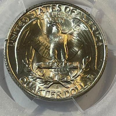 PCGS Certified 1946-S MS-65 Quality Washington Silver Quarter as Pictured.