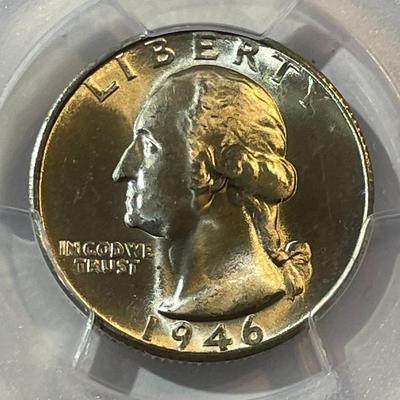 PCGS Certified 1946-S MS-65 Quality Washington Silver Quarter as Pictured.