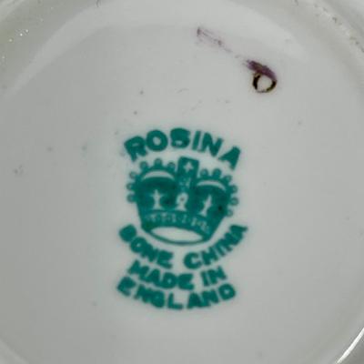 Rosina Bone China Teacup and Saucer Green and White