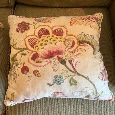 U064 St. Mikes Down Pillow and Two Floral Accent Pillows