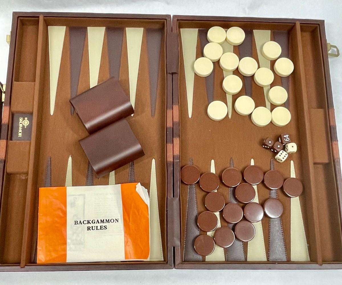 Vintage Backgammon Board Game in briefcase
