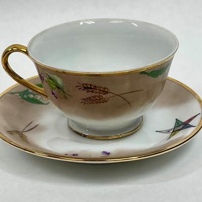 Celebrate Japan Teacup and Saucer roses Eastern Star wheat sprigs
