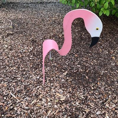 O125 Dancing Flamingo Bird Stake Garden Decor