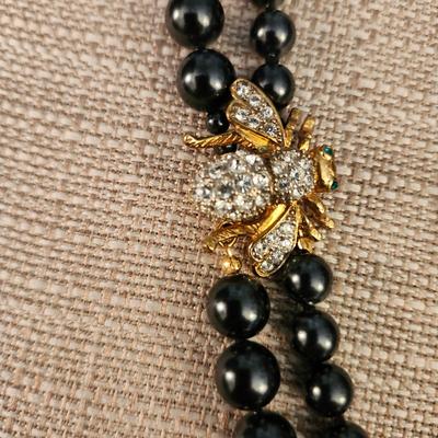 Joan Rivers Black Glass Insect necklace