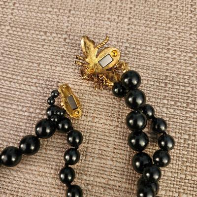 Joan Rivers Black Glass Insect necklace
