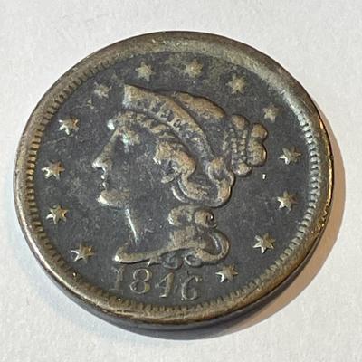 1846 Circulated Condition/Porous Braided Hair U.S. Large Cent as Pictured.