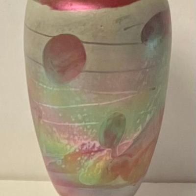 Bruce Freund Iridescent Art Glass Vase