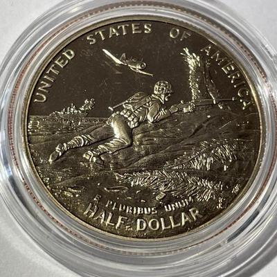 1991-1995 WWII Commemorative Proof Half Dollar 50th Anniversary in a Mint Holder as Pictured.
