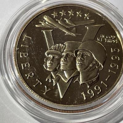 1991-1995 WWII Commemorative Proof Half Dollar 50th Anniversary in a Mint Holder as Pictured.
