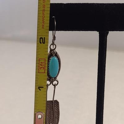 Sterling Silver and Turquoise Earrings- Approx 6.9 Grams Total Weight (#24)