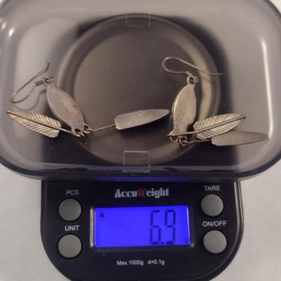 Sterling Silver and Turquoise Earrings- Approx 6.9 Grams Total Weight (#24)