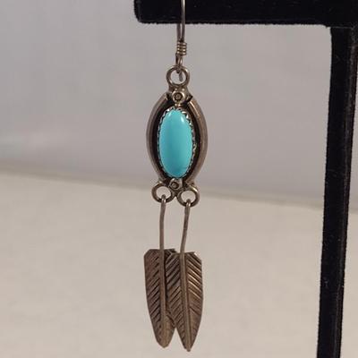 Sterling Silver and Turquoise Earrings- Approx 6.9 Grams Total Weight (#24)