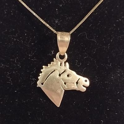 14kt Yellow Gold Necklace with Horse Head Pendant- Approx 3.8 Grams (#27)