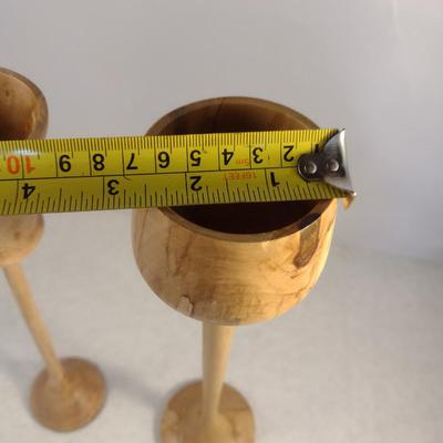 Set of Two Hand Crafted Turned Wood English Spalted Beech Goblets