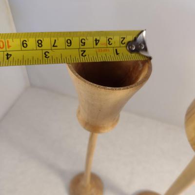 Set of Two Hand Crafted Turned Wood English Spalted Beech Goblets