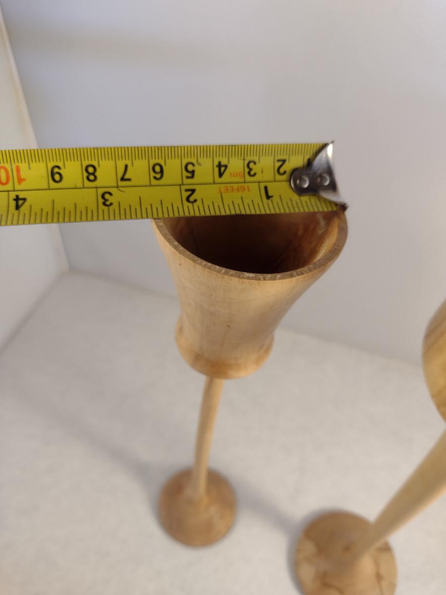 Set Of Two Hand Crafted Turned Wood English Spalted Beech Goblets