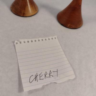 Set of Two Hand Crafted Turned Wood English Cherry Goblets