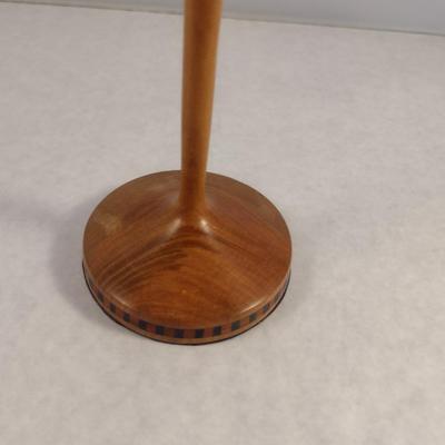 Hand Crafted Turned Wood English Beech Goblet with Intricate Inlay