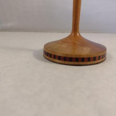 Hand Crafted Turned Wood English Beech Goblet with Intricate Inlay